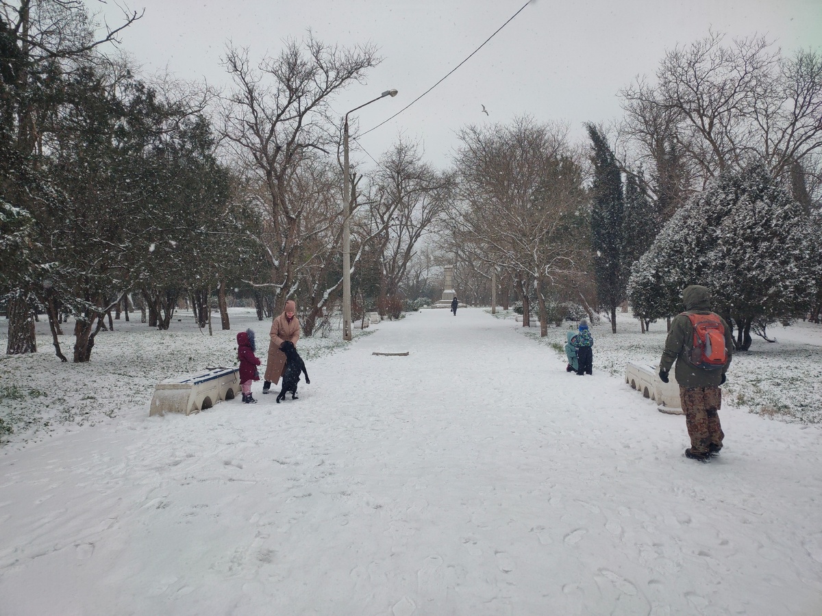 Первый снег в 2021 году. Середина января. Севастополь
