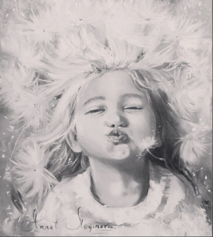 “Дитя солнца”, масло, холст. От автора; “Картина- настроение, о детском счастье, о тепле...)”