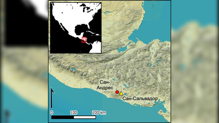 Расположение археологического объекта Сан-Андрес относительно столицы Сальвадора Сан-Сальвадор. Перевод Вести.Ru.Иллюстрация Antiquity (2021).