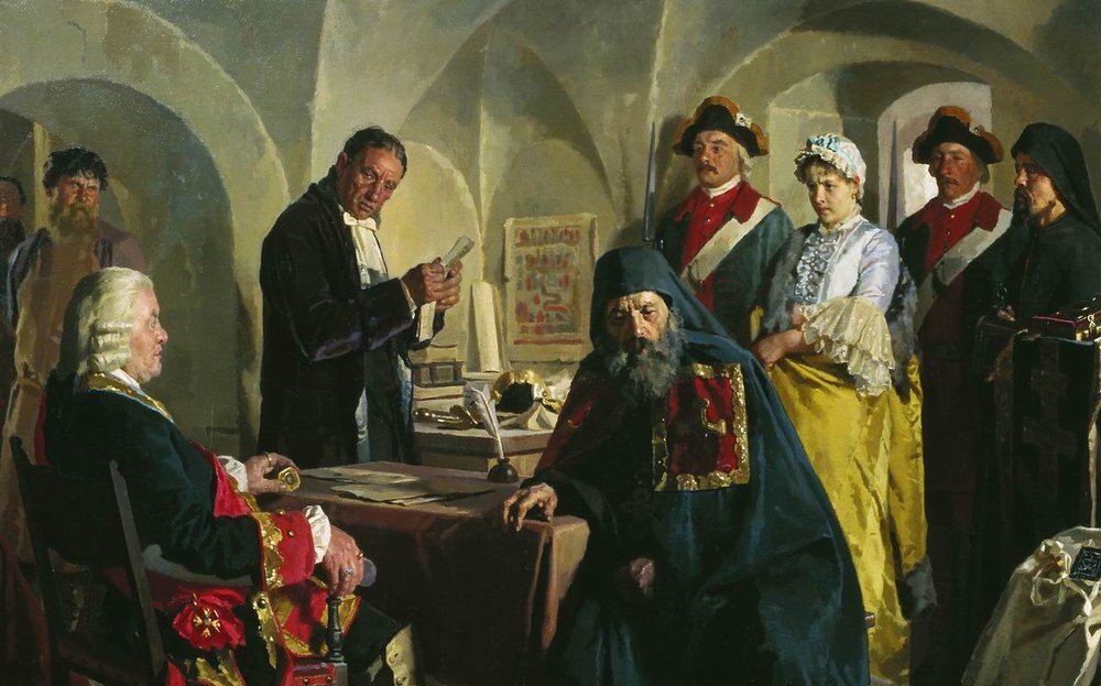 Духовенство при петре. Тайная канцелярия Петра 1. Княжна Прасковья Юсупова перед пострижением. Неврев Петр 1. Картина Неврева торг.