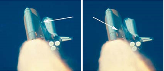 Отделение и разрушение куска пеноизоляции при ударе по левому крылу