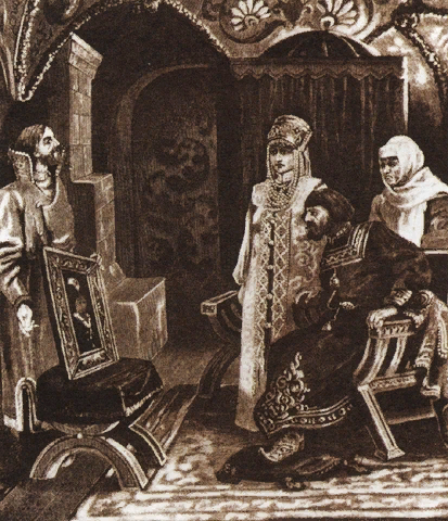 Виктор Муйжель. «Посол Иван Фрязин вручает Ивану III портрет его невесты Софьи Палеолог».en.wikipedia.org