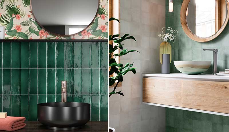 Плитка для ванной под мрамор, цвет: зеленый
