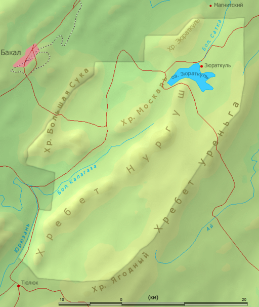 Схема национального парка «Зюраткуль»