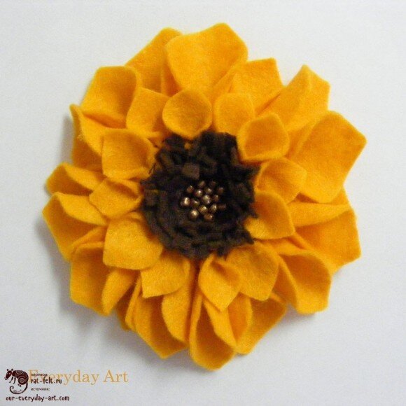 Подсолнух из фетра своими руками / Выкройка подсолнуха / DIY Felt Sunflower