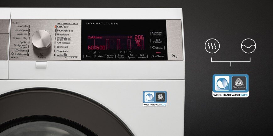 
Сертификат WoolMark обычно вынесен на панель управления