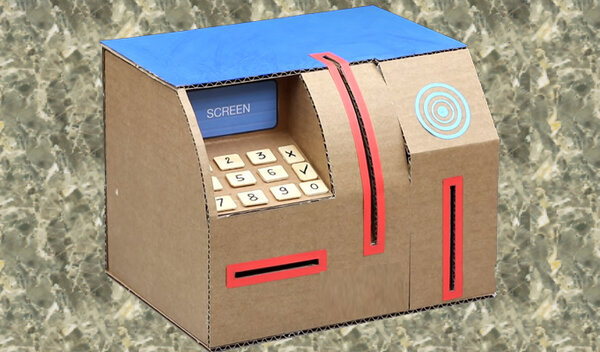 Как сделать банкомат из коробки своими руками: банкомат из картона для детей