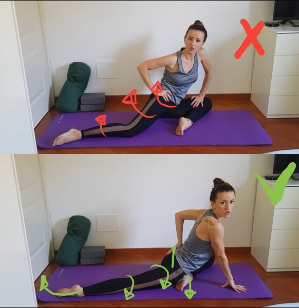 Правильное положение ног в подготовительной позе Голубя