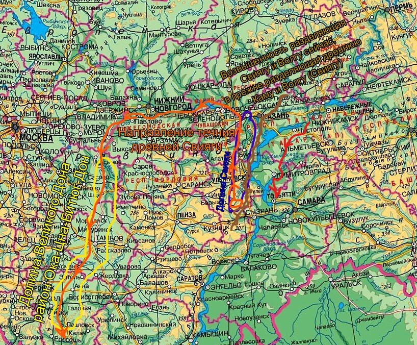 Топографическая карта Река Волга, высота, рельеф