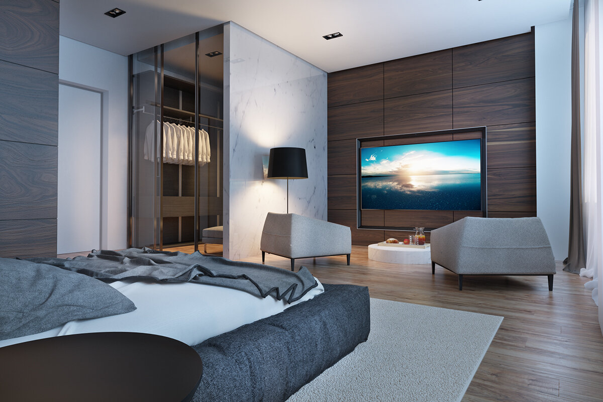 Спальня с большим телевизором