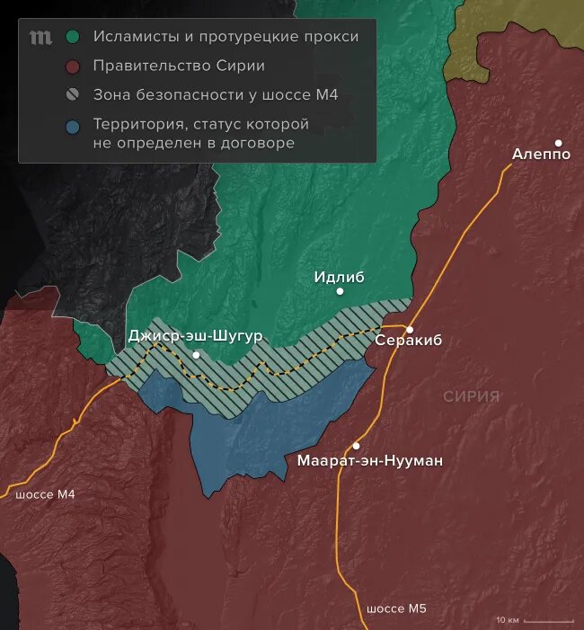Раздел Идлиба по договору от 6 марта, изображение взято с открытых источников