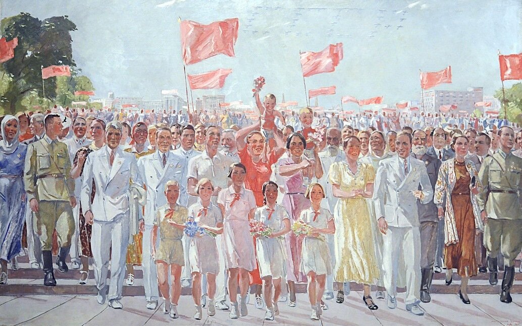 На илл.: Художник  Александр Дейнека. Стахановцы. 1938