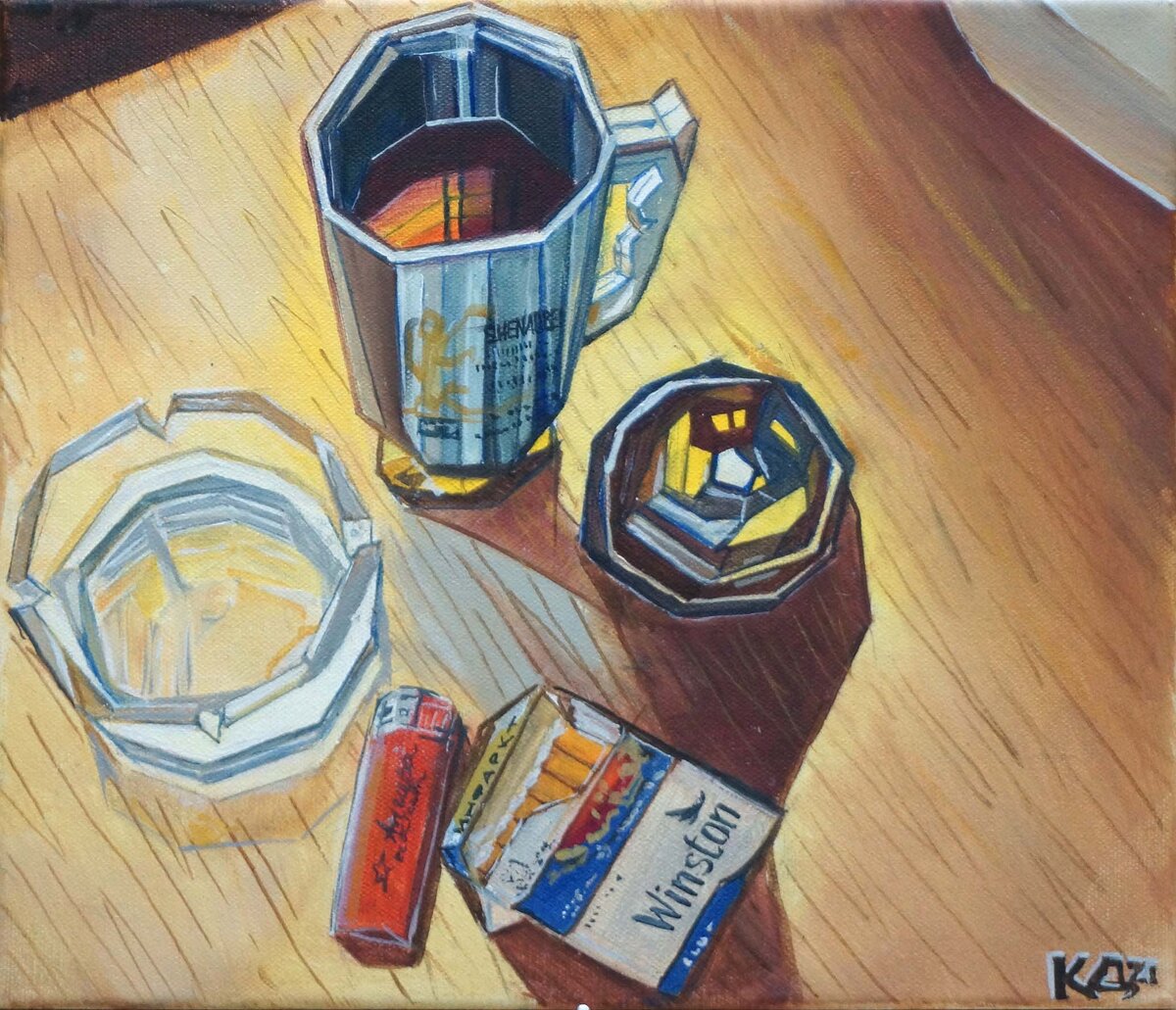 Дерун Катя Чистая пепельница рождает ощущение праздника 30х35 хм 2002 г  