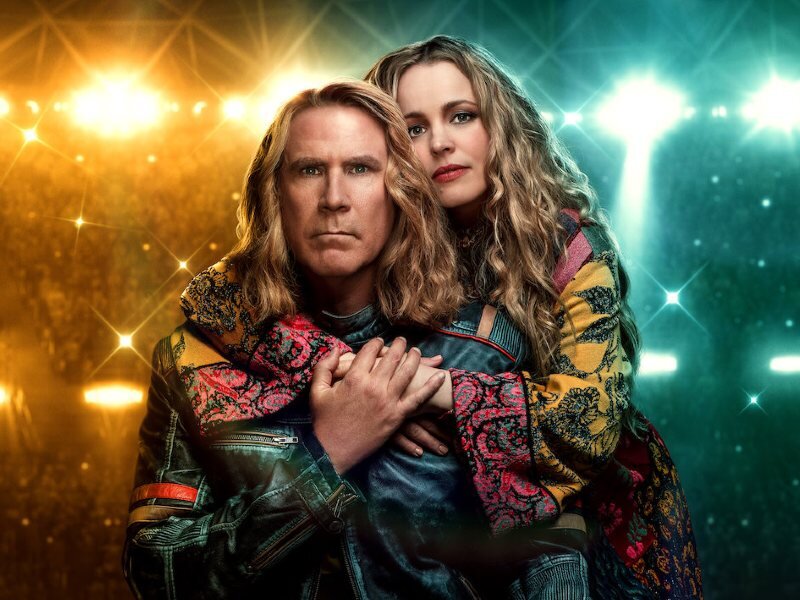 Рэйчел МакАдамc и Уилл Феррелл на постере к фильму «Евровидение: История огненной саги»