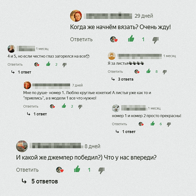 Комментарии в теме голосования за ажурный джемпер