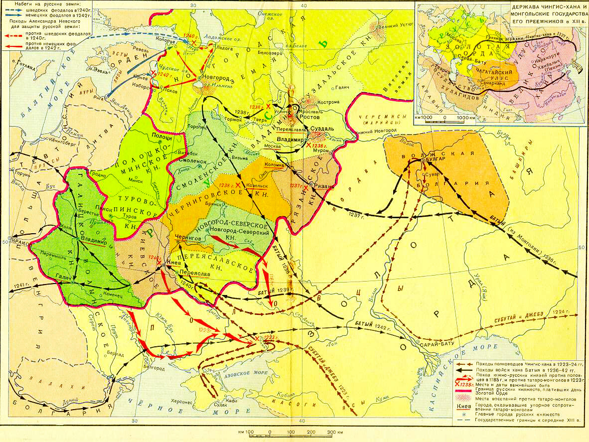 Карта нашествие хана батыя на русь из учебника 6 класс