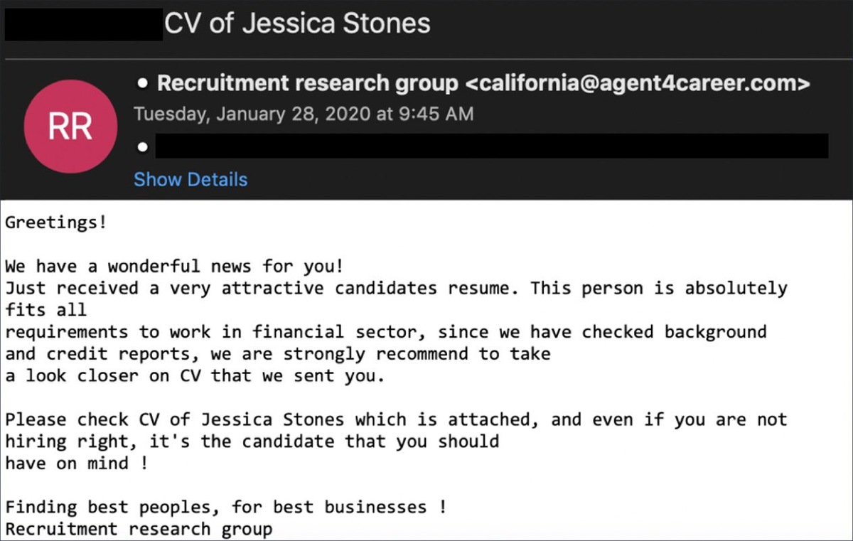 Фишинговая электронная почта MineBridge
Источник: Огненный Глаз