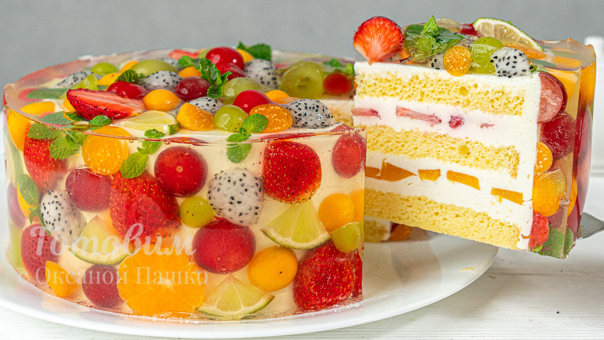 Простой рецепт желейного торта с фруктами