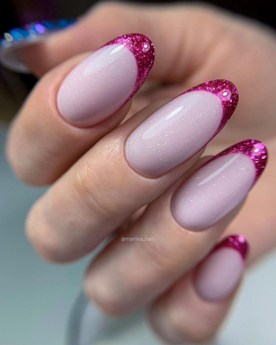 Розовый френч на длинные ногти