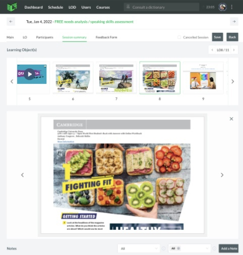 Вид конспекта урока в ELN Classrooms Группа объявлений о поиске пары для занятий в www.vk.com/elngroupmates