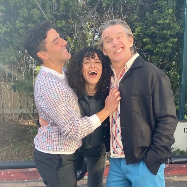 Oscar Isaac, May Calamawy and Ethan Hawke