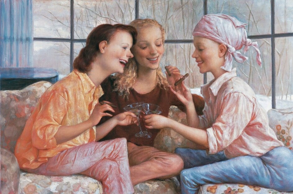 «После позднего завтрака», 2000, масло, холст