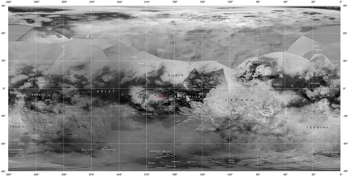 Спутник Сатурна Титан. Источник: NASA/JPL-Caltech/Институт космических наук/USGS.