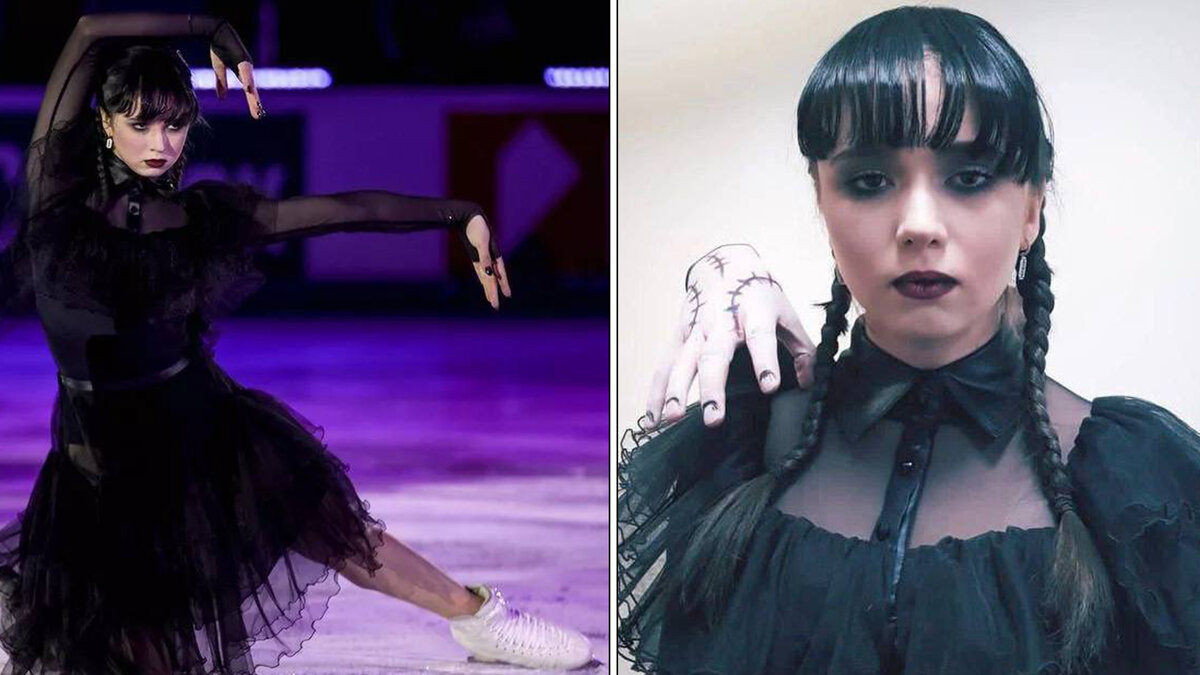 Картина по номерам камила валиева. Камила валиева коньки. Танец уэнсдей повторяют. Камила валиева танец уэнсдей. Портрет камиллы валиевой.