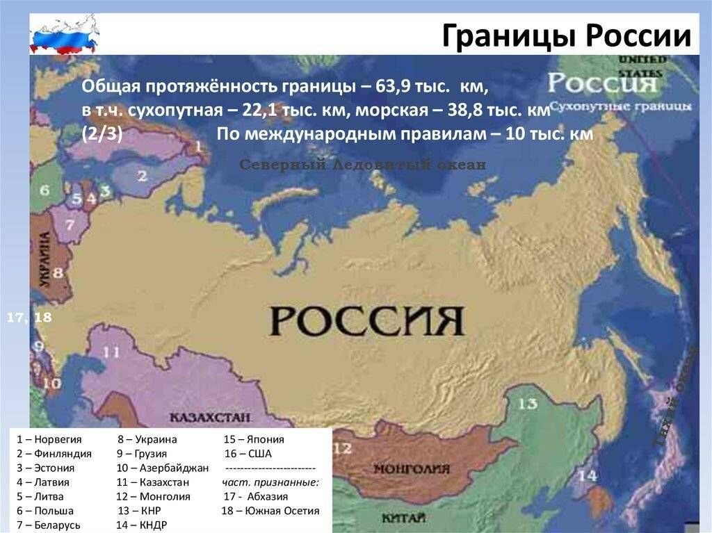 Карта россии и ближайших государств