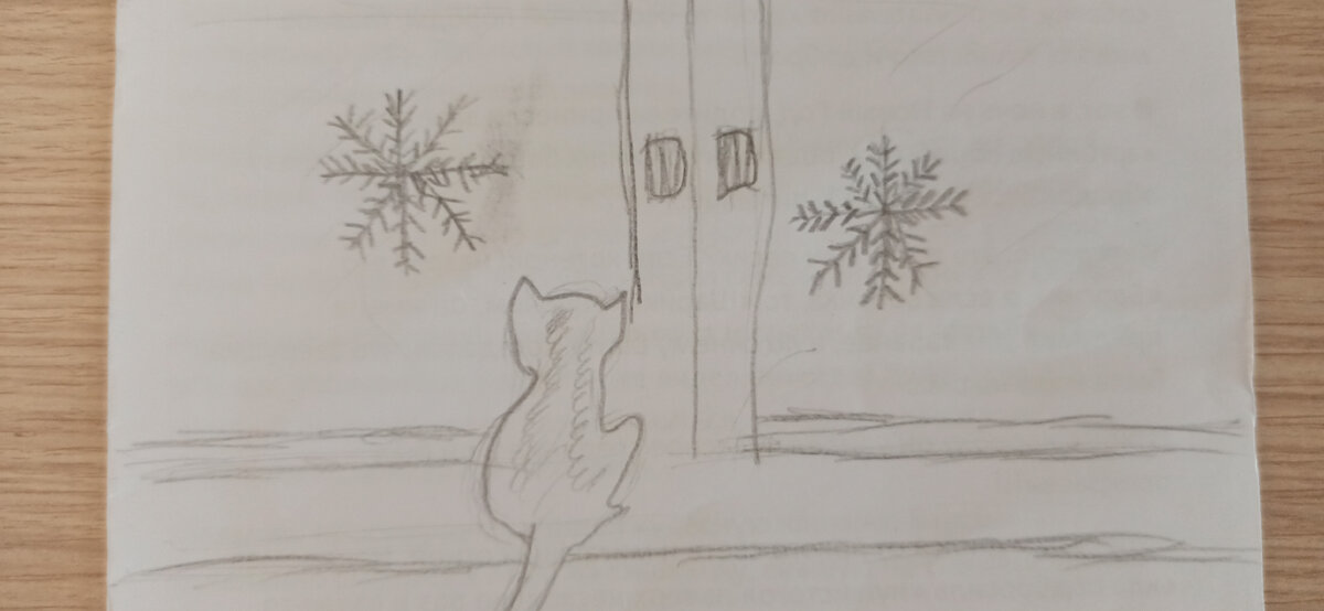 Мальчик, котик и снежинка