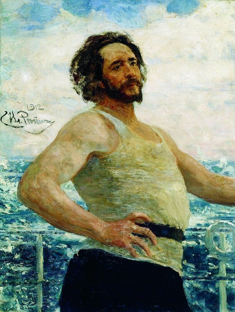 И.Е.Репин "Портрет Леонида Николаевича Андреева на яхте" 1912 г.