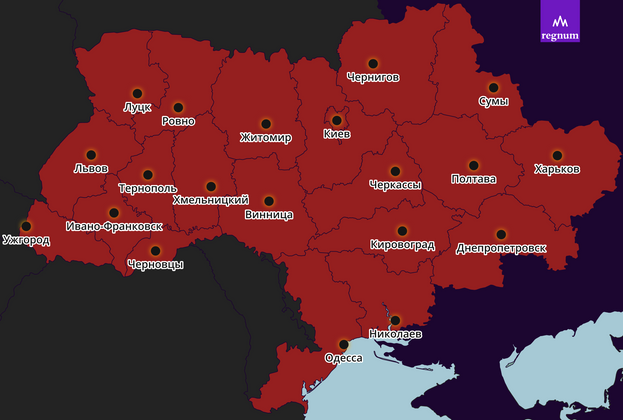    Воздушная тревога во всех областях Украины подконтрольных ВСУ. 16.12.2022 © ИА REGNUM