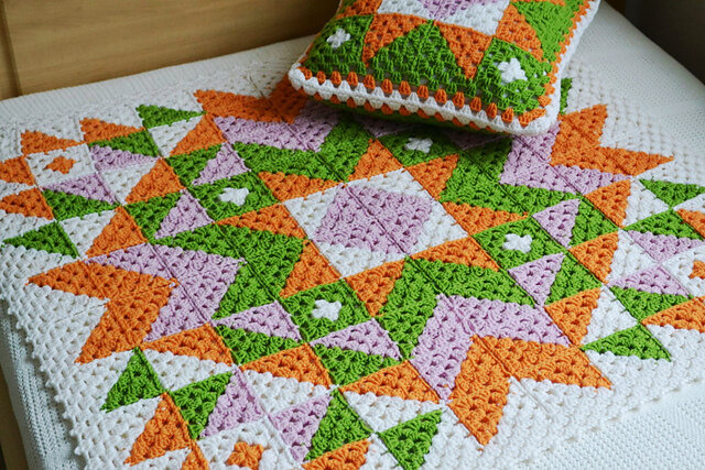 Плед Стёклышки калейдоскопа. Бабушкин квадрат.