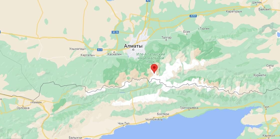    Предположительный эпицентр произошедшего землетрясения:Google Maps