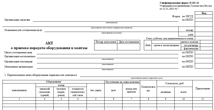 Форма ос 11 образец