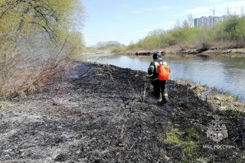   Так выглядит берег реки Миасс в Челябинске после одного из ландшафтных пожаров. Фото: ГУ МЧС по Челябинской области