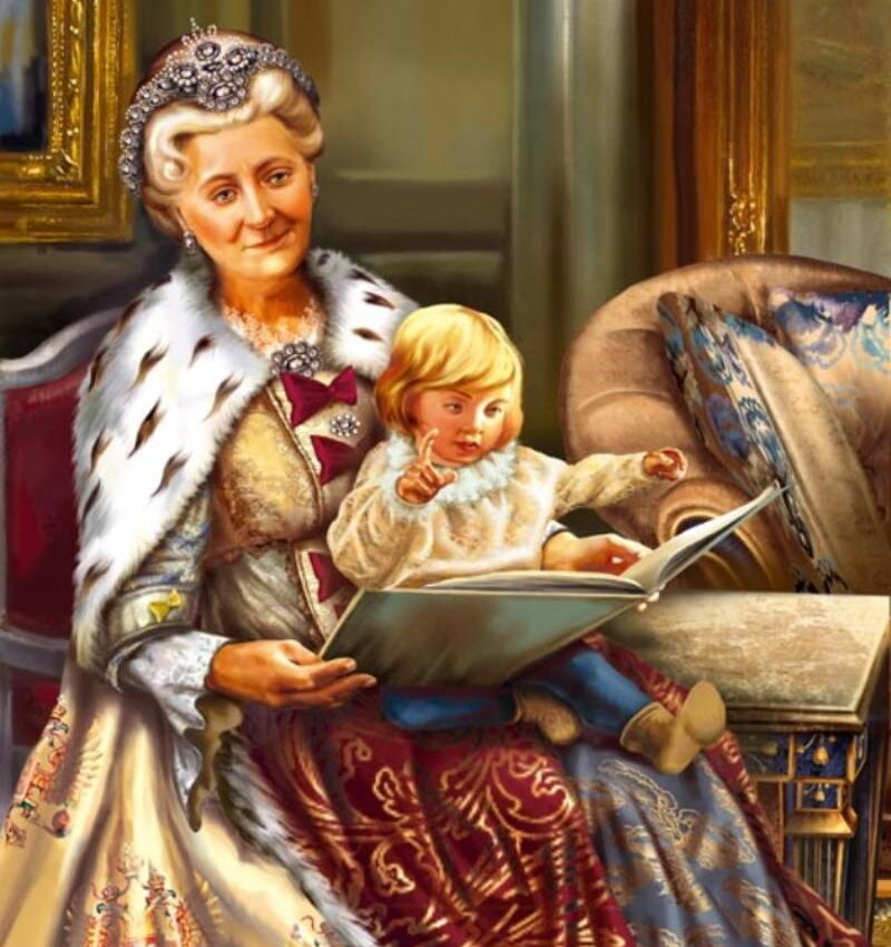 Елена Доведова «Екатерина II с внуком Александром» (фрагмент)
