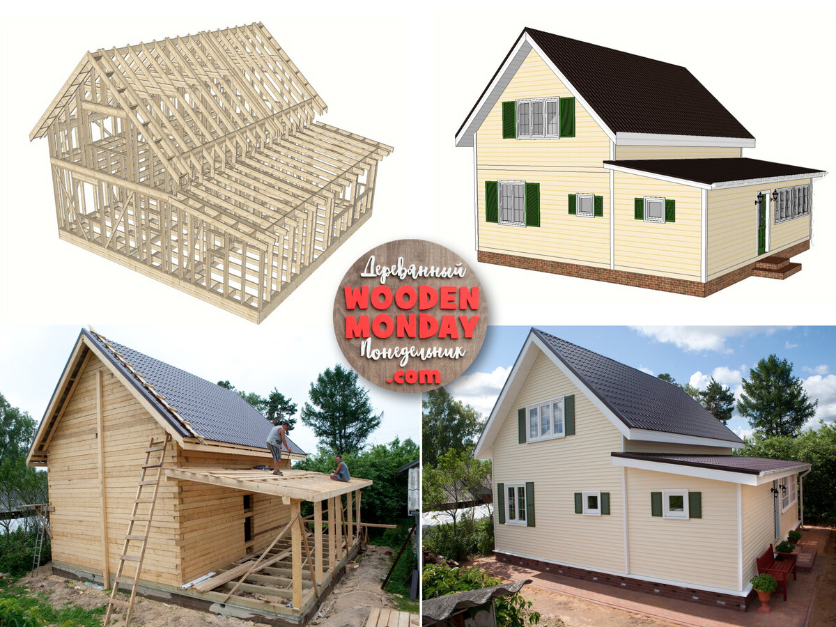 Проект дома 6х9 с пристроенной к нему верандой