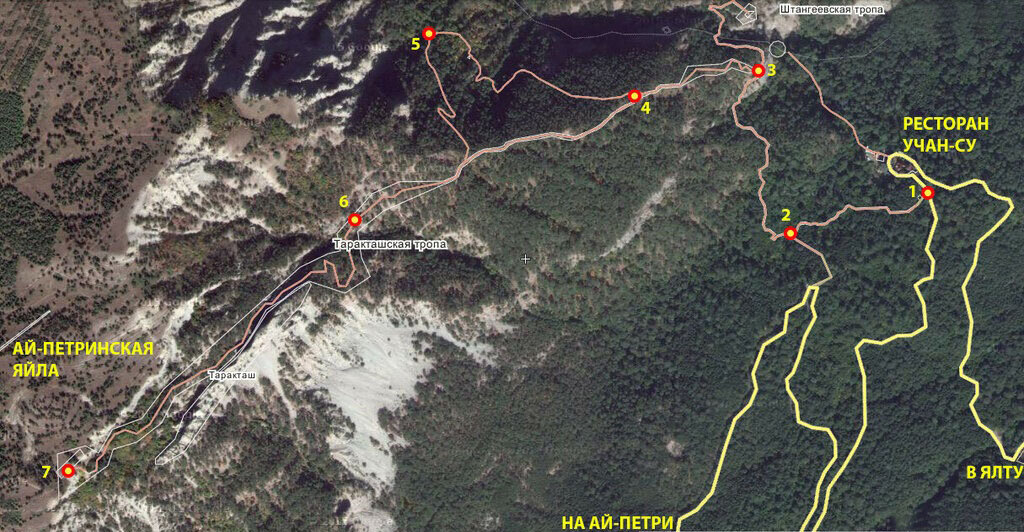 Маршрут тропы. Таракташская тропа на ай Петри. Кореизская тропа на ай-Петри маршрут. Таракташская тропа Крым на карте. Таракташская тропа Крым маршрут.