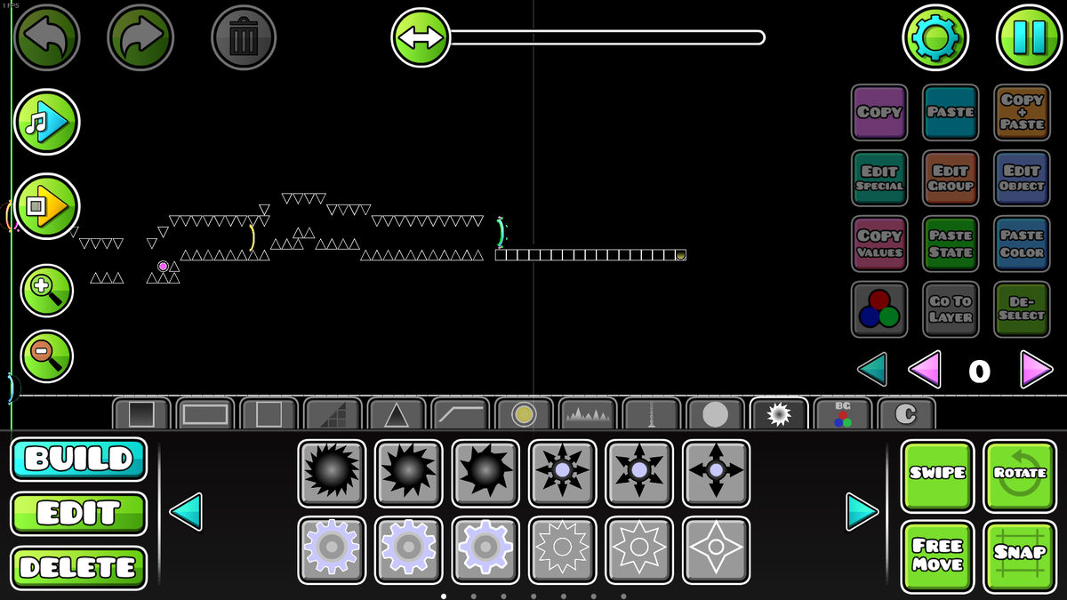 Редактор уровней в Geometry Dash, многие люди создают действительно невероятные вещи в нём