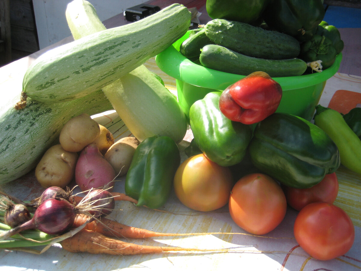 Овощи со своего огорода, без химикатов.