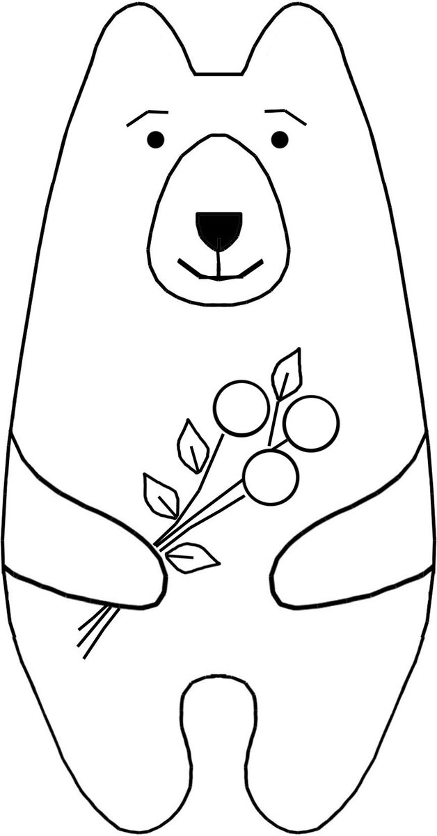 схема Мишки, размер выкройки 7,3 х 14 см