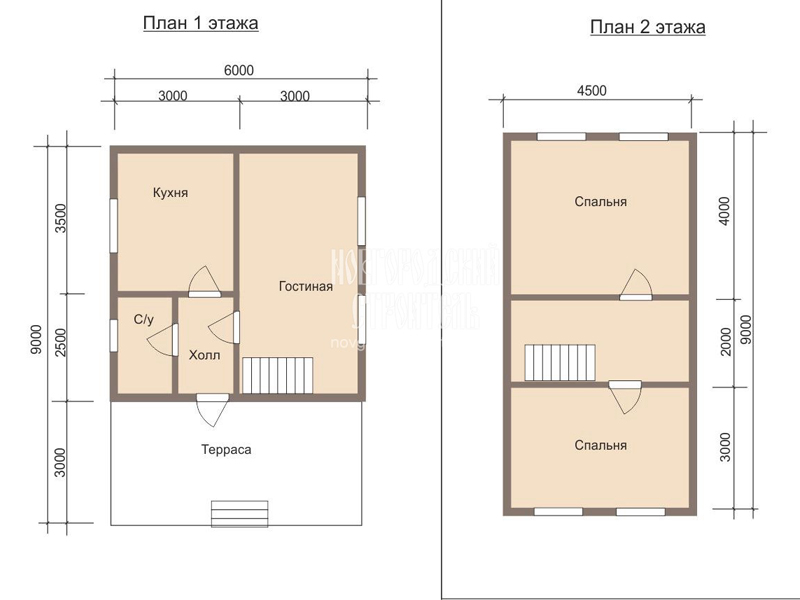 План дома из бруса 6х9