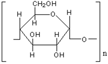 Структурное звено крахмала. На пересечении линий находятся атомы углерода