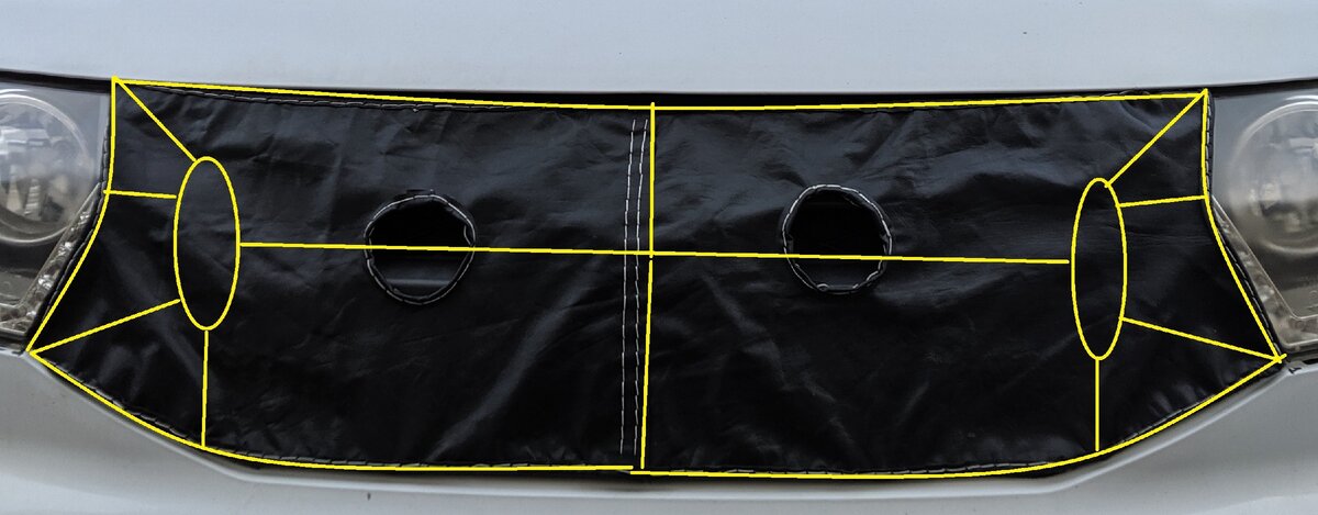 Окантовка по контуру с отступом от основного полотна, протянут изнутри синтетический шнур, углы растянуты и закольцованы в 2 кольца, натяжение которых отрегулировано центральной стяжкой. Остается немного выставить горизонт.