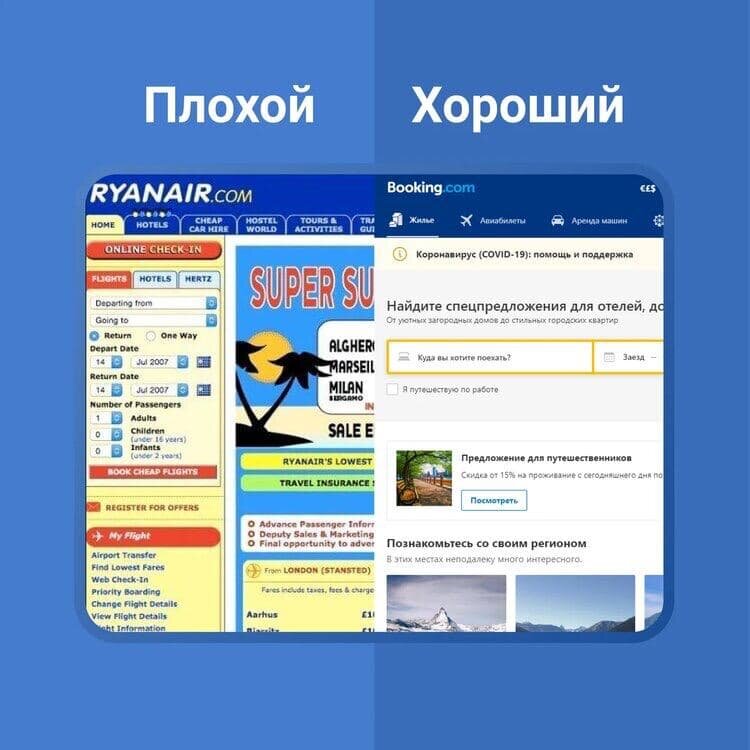 Пример плохого и хорошего дизайна