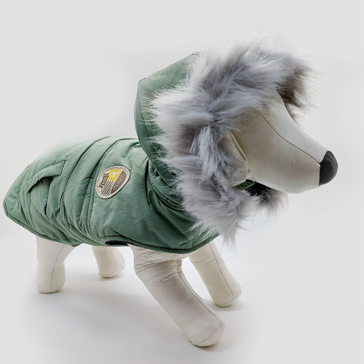Куртка Touch Dog с капюшоном и мехом (зелёная)
