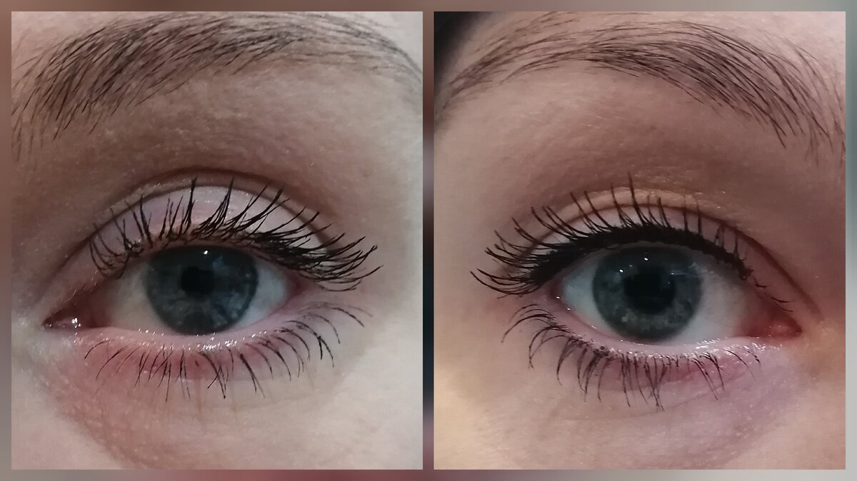 Слева глаз накрашен как обычно, справа моим способом. 