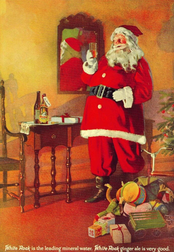 Изображение Санта-Клауса на рекламных материалах White Rock Beverages