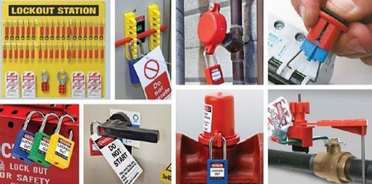 Установка блокираторов системы LOTO.